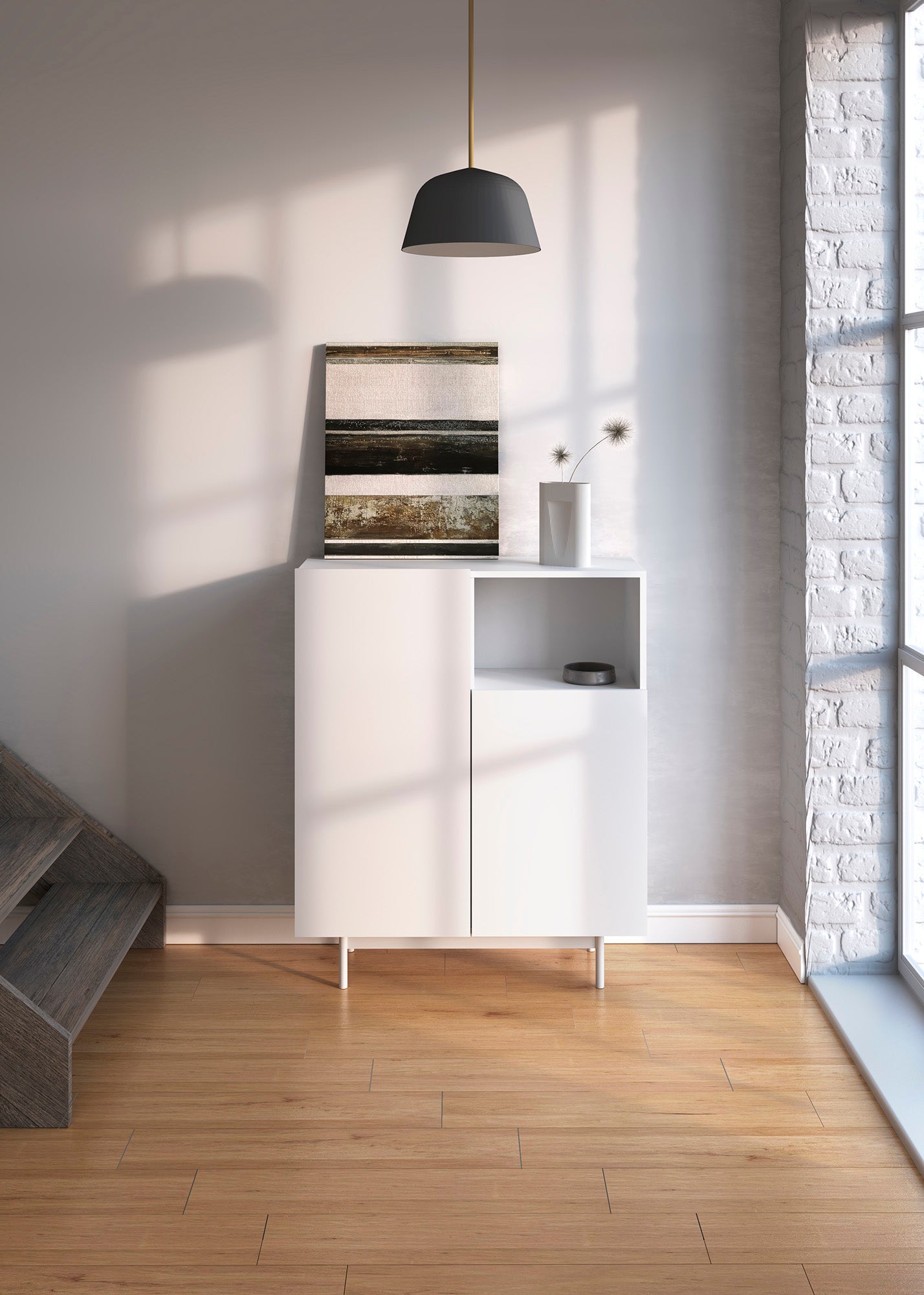 Mueble auxiliar de melamina 90x34x110 cm Matthew