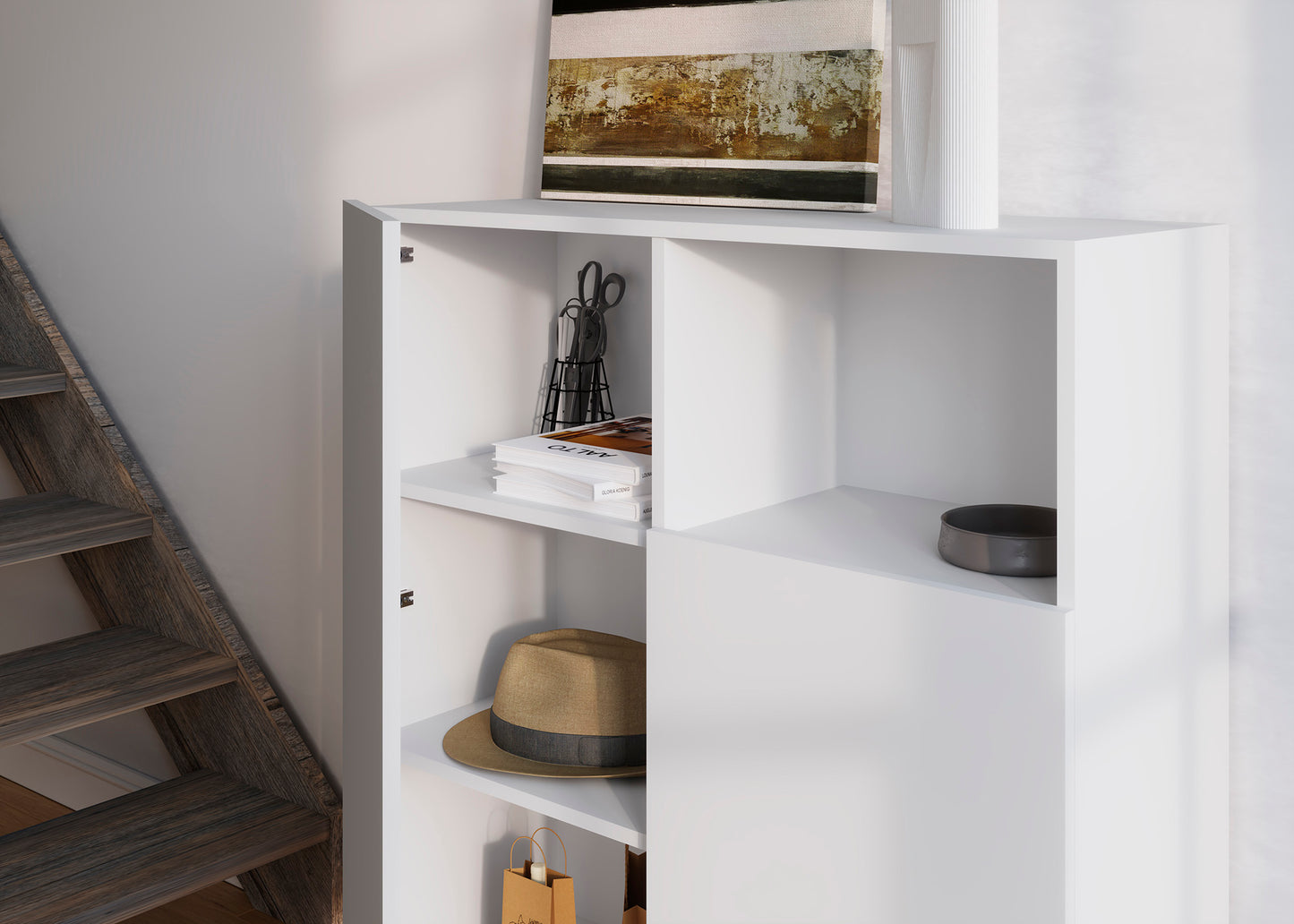 Mueble auxiliar de melamina 90x34x110 cm Matthew