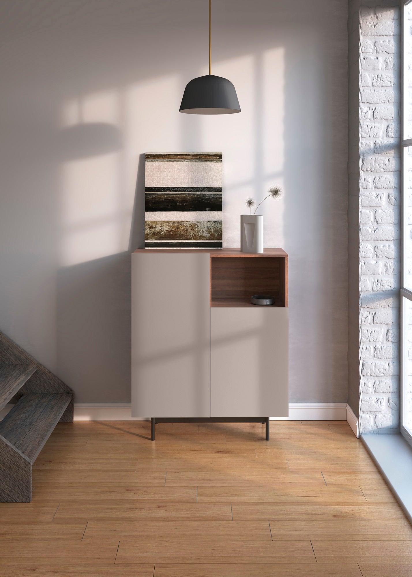 Mueble auxiliar de melamina 90x34x110 cm Matthew
