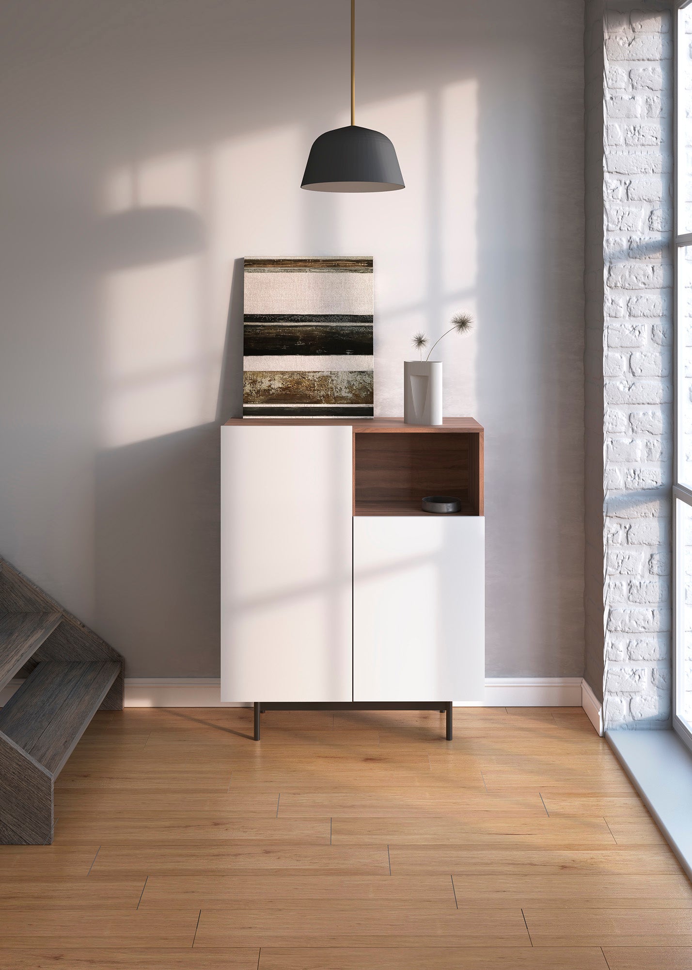 Mueble auxiliar de melamina 90x34x110 cm Matthew