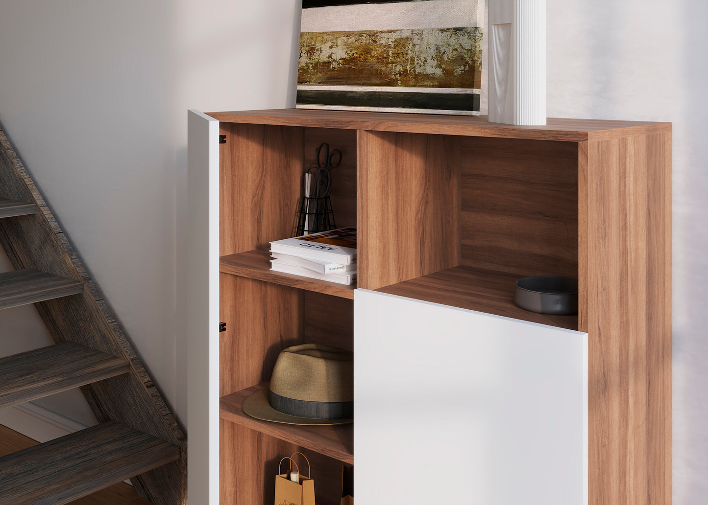Mueble auxiliar de melamina 90x34x110 cm Matthew