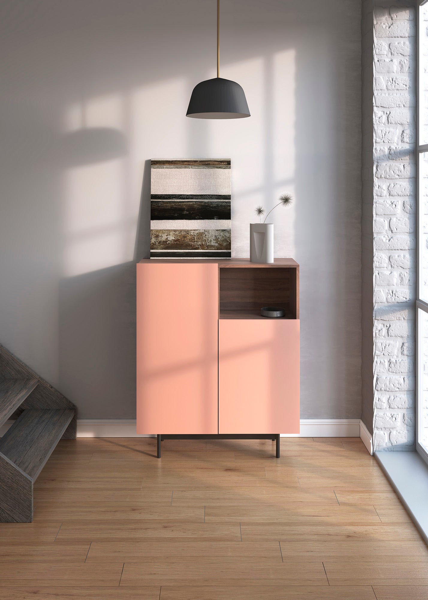 Mueble auxiliar de melamina 90x34x110 cm Matthew