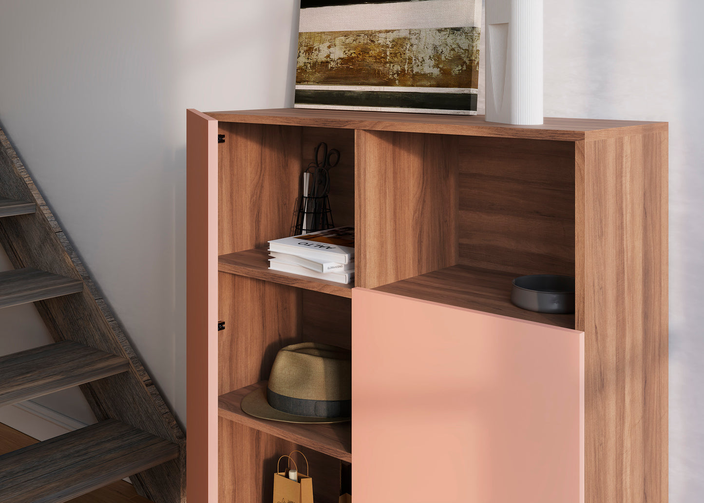 Mueble auxiliar de melamina 90x34x110 cm Matthew