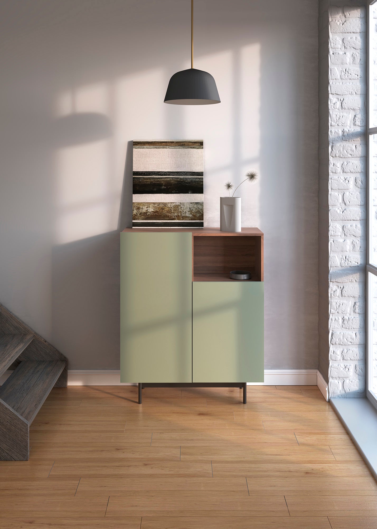 Mueble auxiliar de melamina 90x34x110 cm Matthew