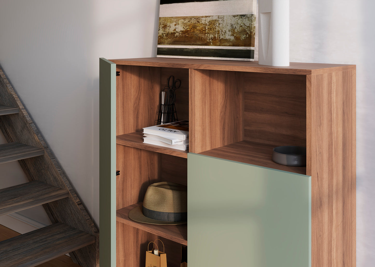 Mueble auxiliar de melamina 90x34x110 cm Matthew