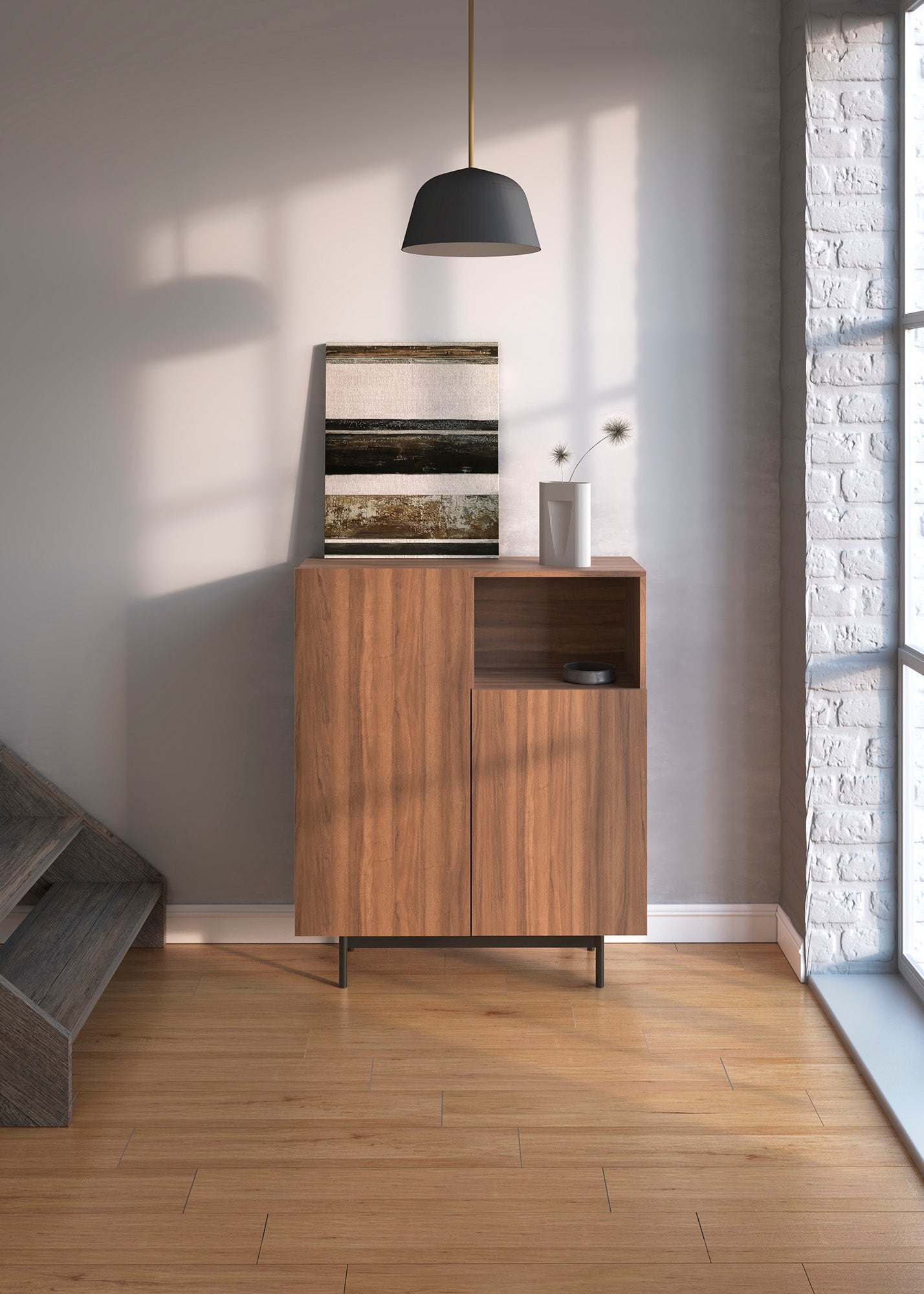 Mueble auxiliar de melamina 90x34x110 cm Matthew