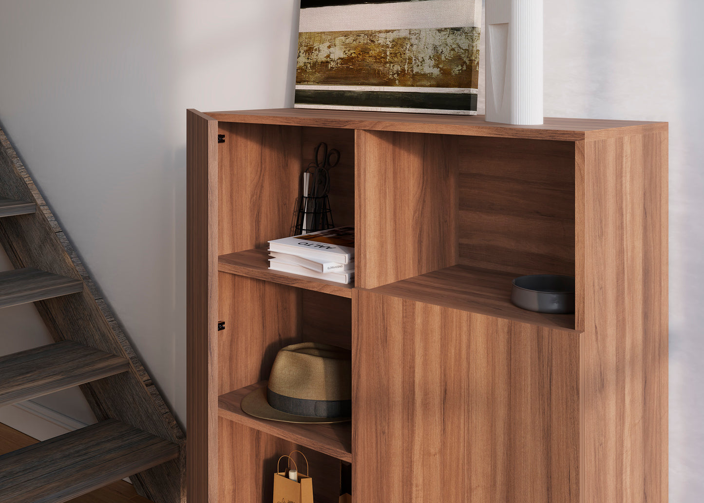Mueble auxiliar de melamina 90x34x110 cm Matthew