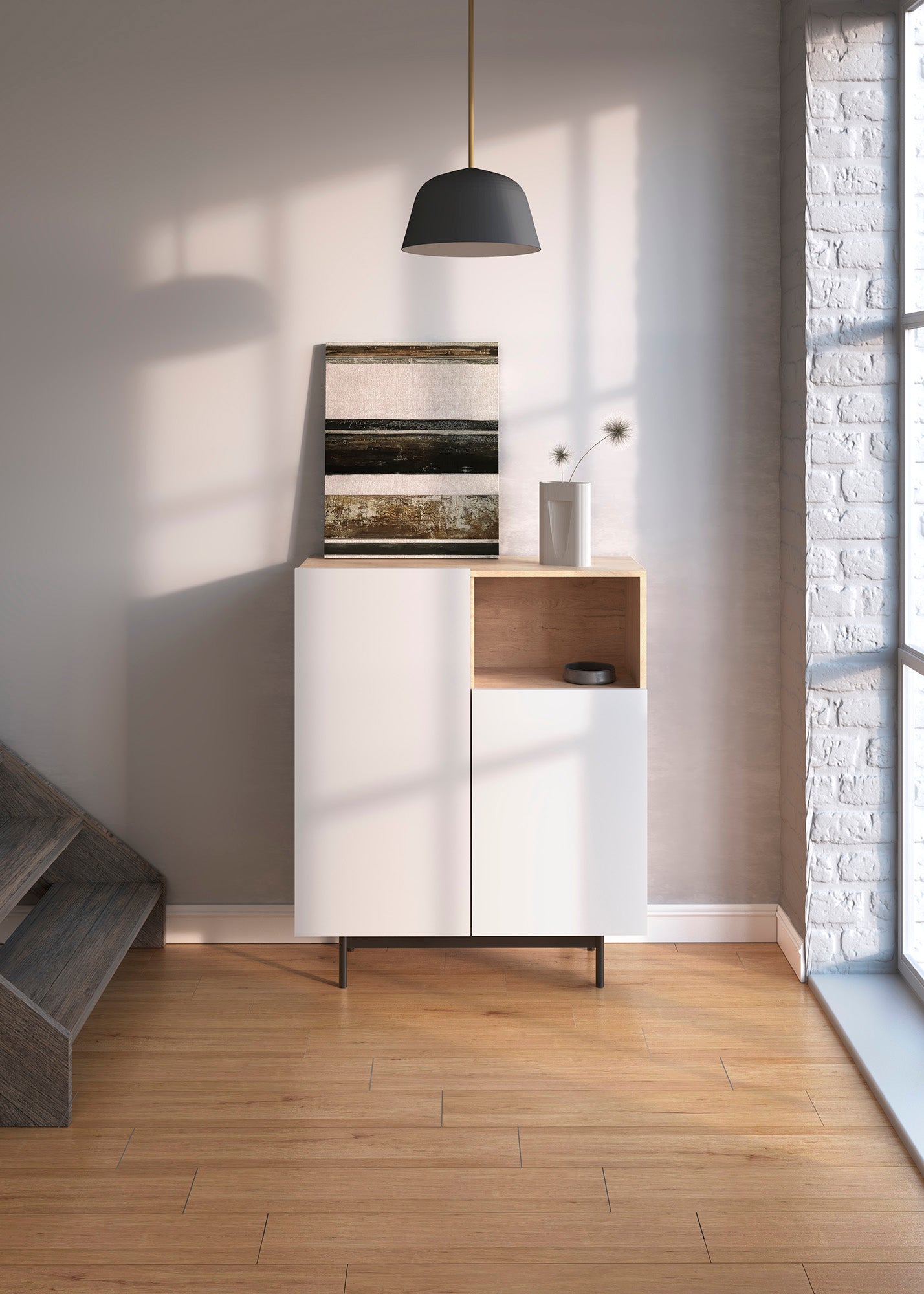 Mueble auxiliar de melamina 90x34x110 cm Matthew