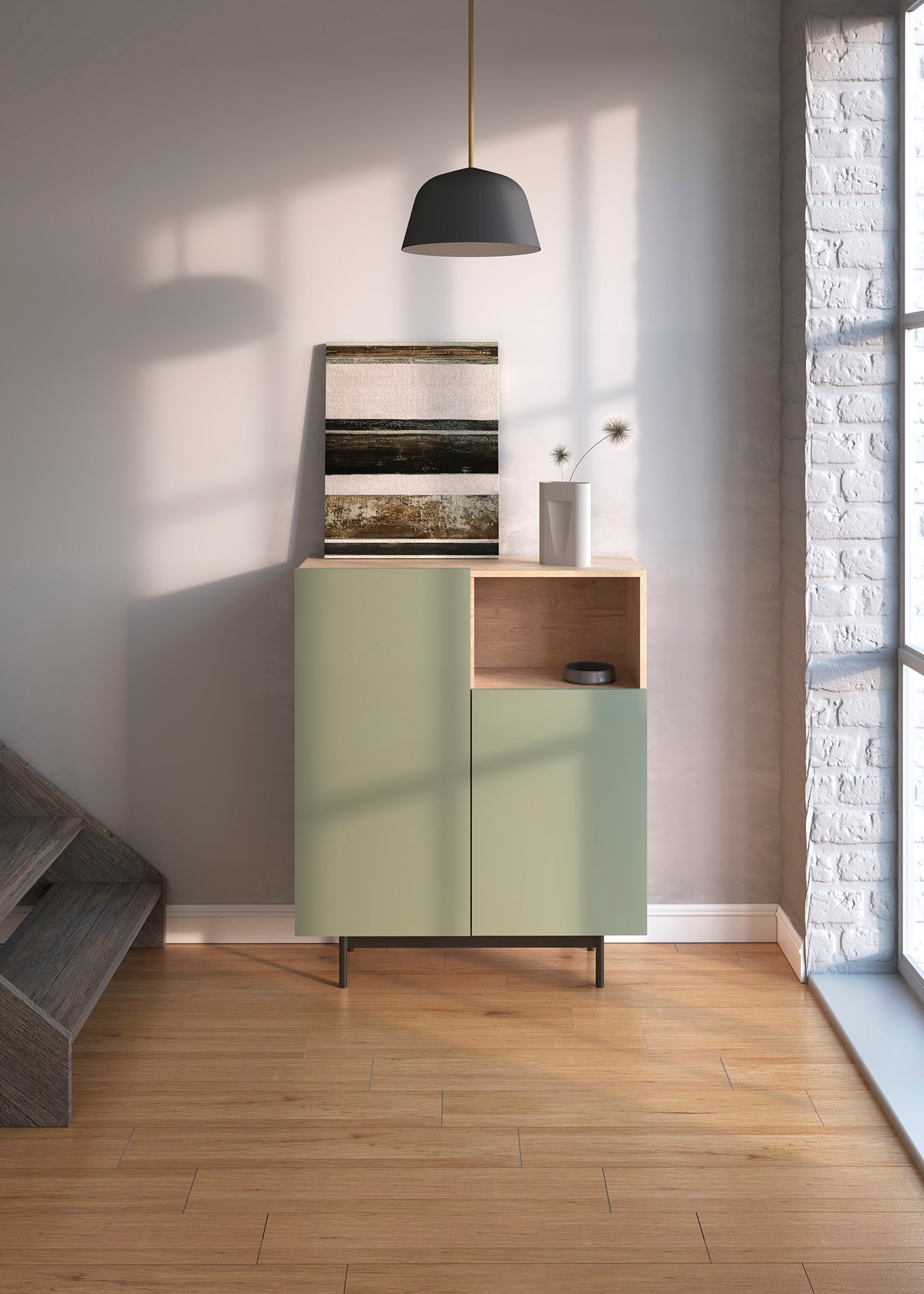 Mueble auxiliar de melamina 90x34x110 cm Matthew