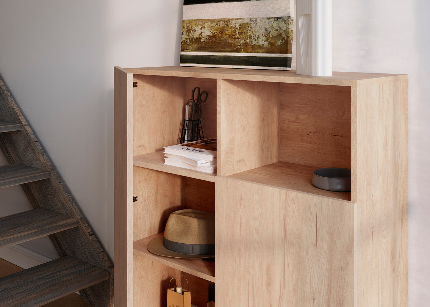 Mueble auxiliar de melamina 90x34x110 cm Matthew