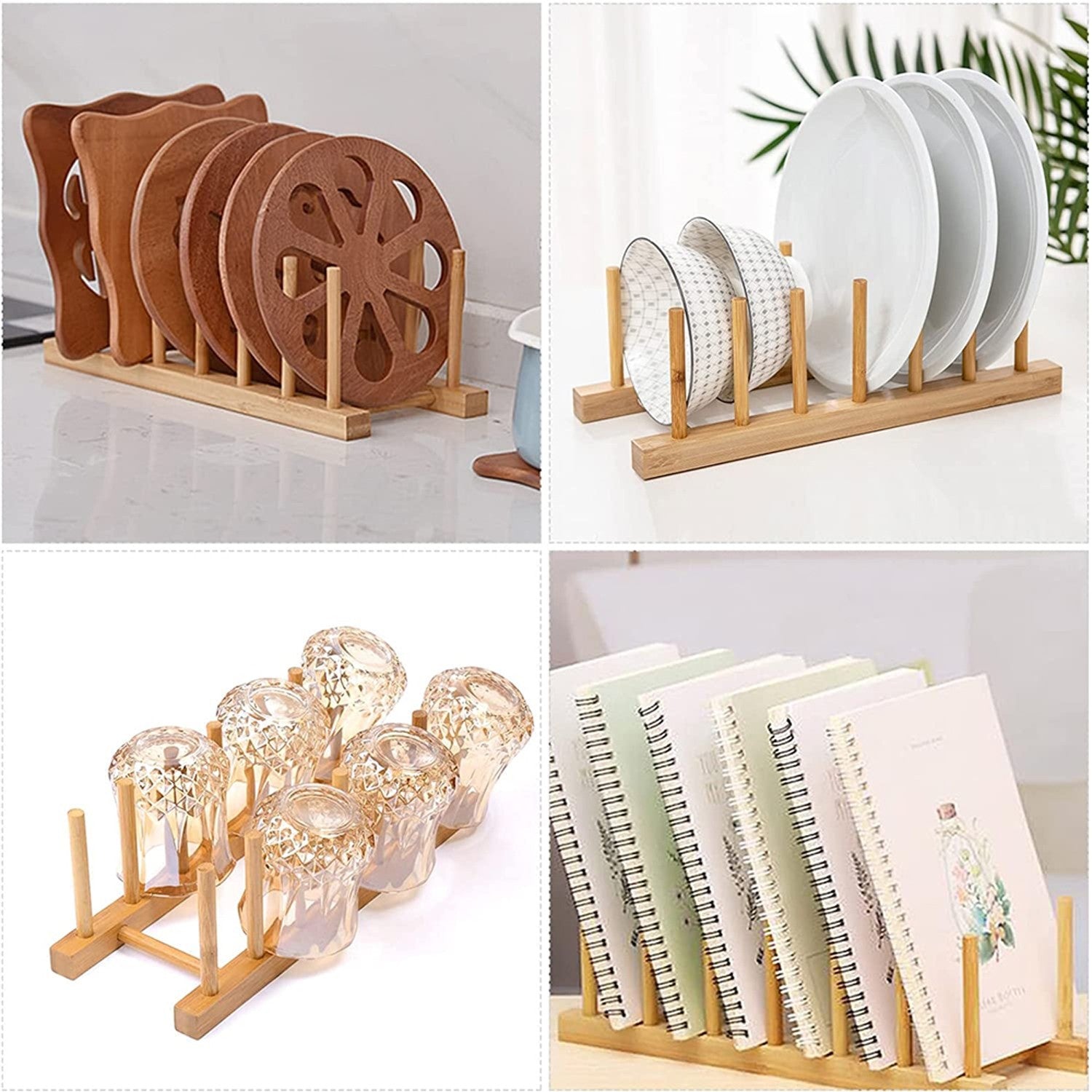 Soporte para platos o libros de madera Alan