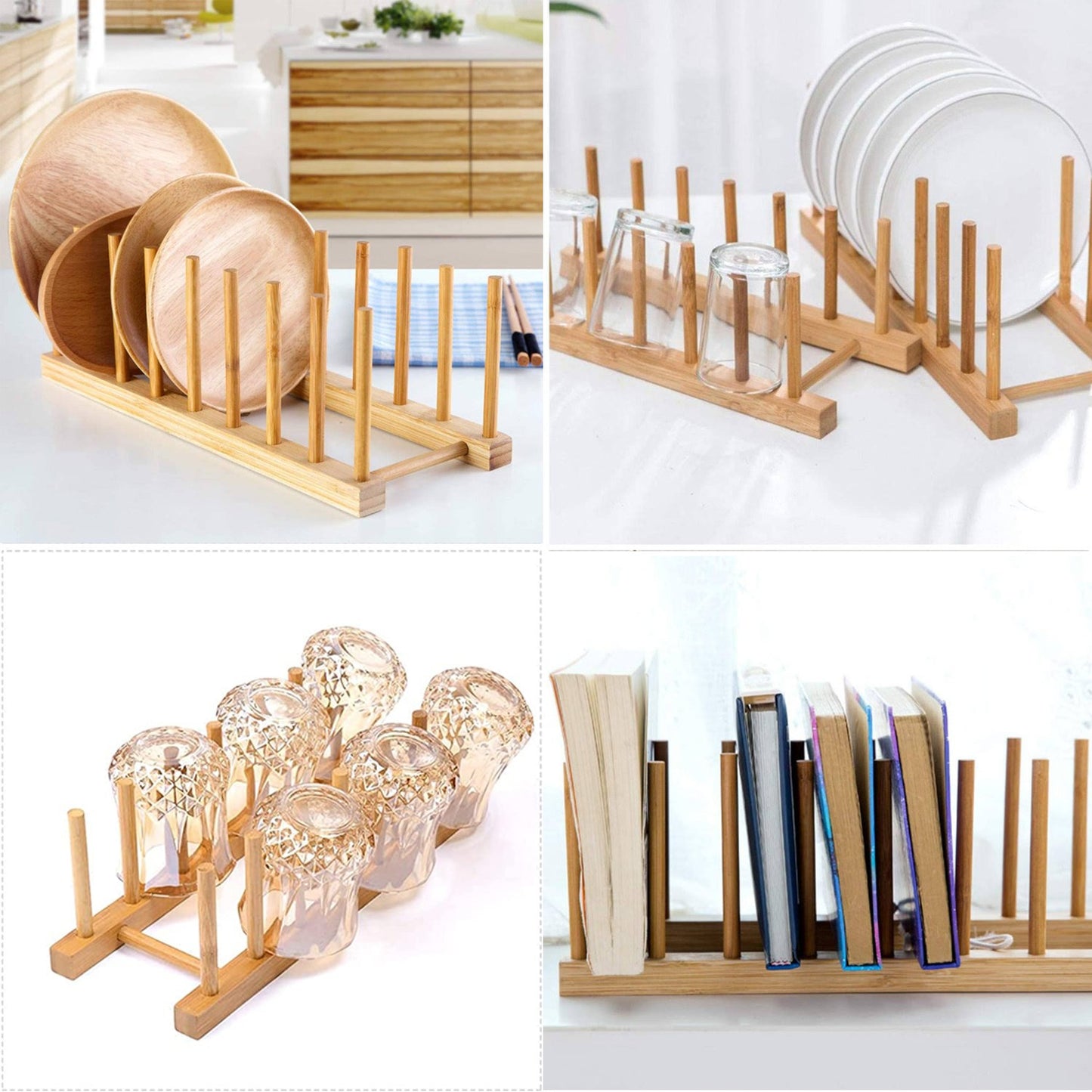 Soporte para platos o libros de madera Alan