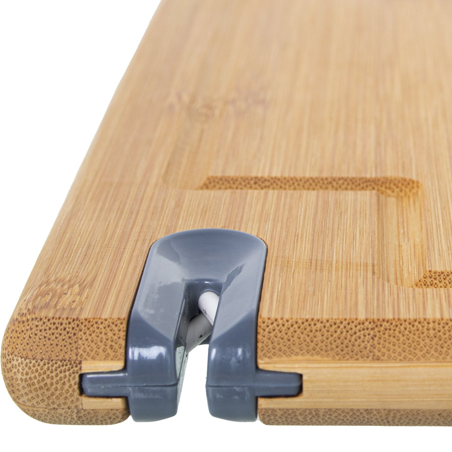 Wooden cutting board with Martin sharpener