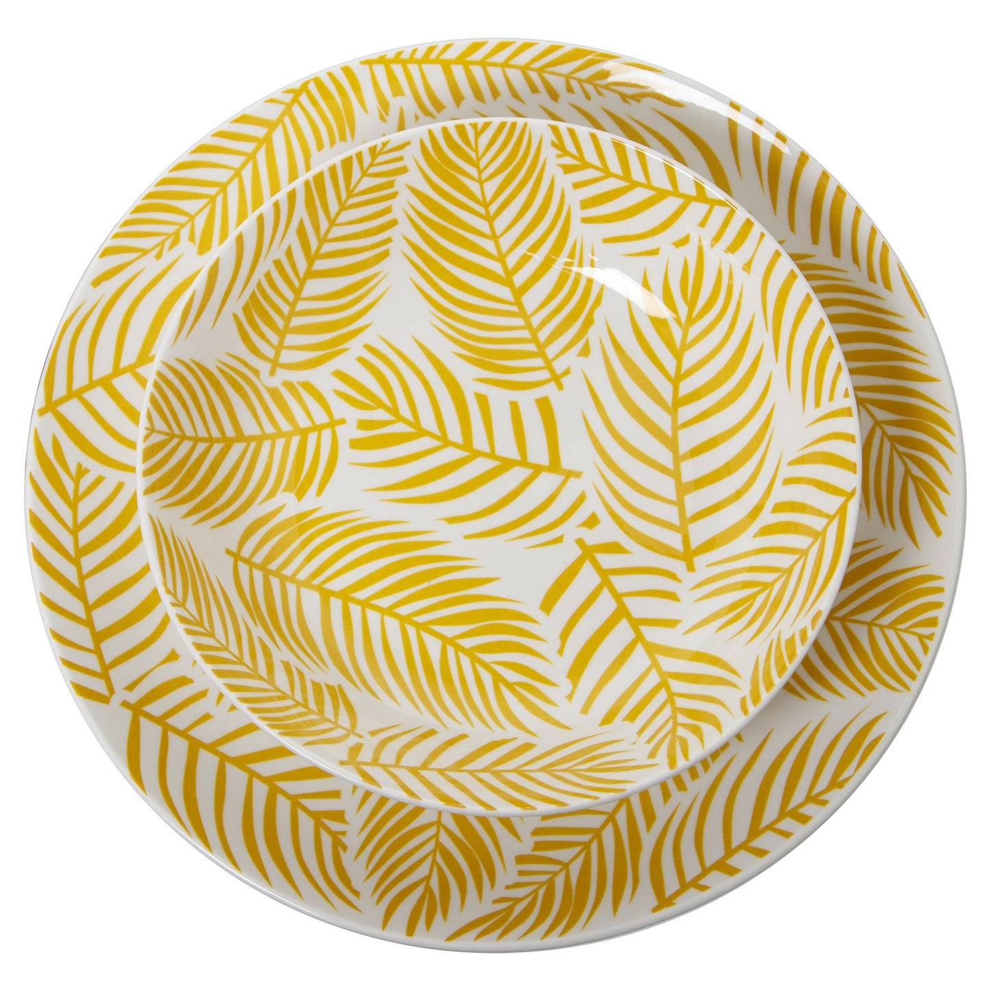 18-piece porcelain tableware Martin leaves - Yellow