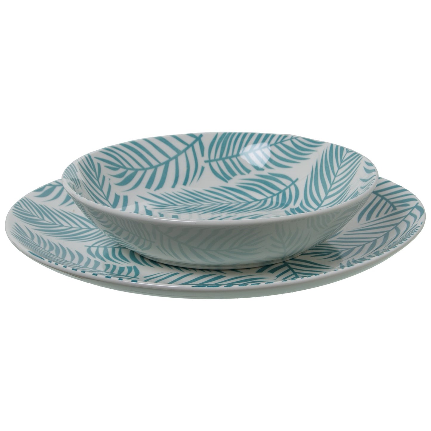 18-piece porcelain tableware Martín leaves - Blue