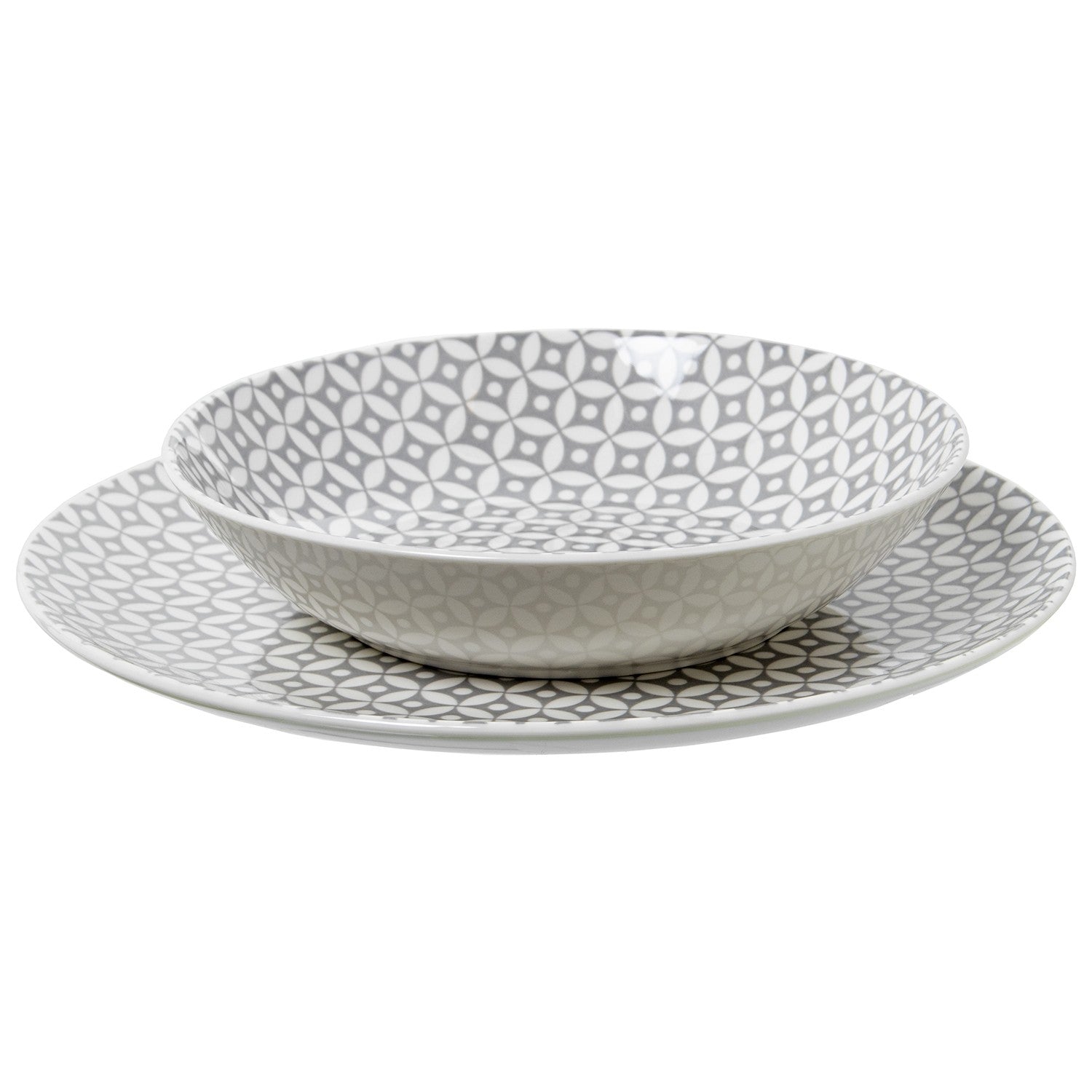 Vajilla de porcelana de 18 piezas Martín - Gris