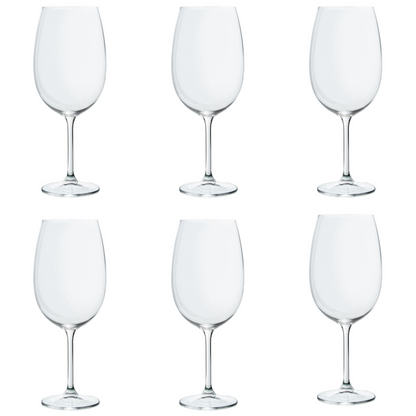 Set of 6 Mario Bohemian Crystal Bordeaux Glasses