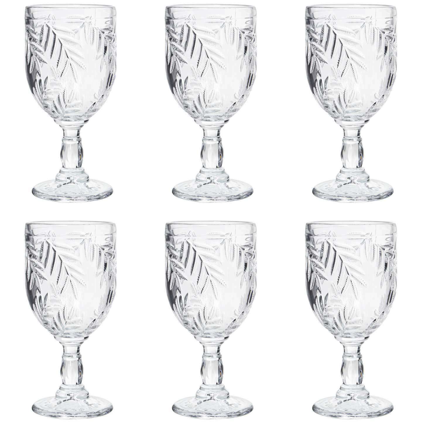 Set de 6 copas de cristal relieve hojas 270 ml Martín