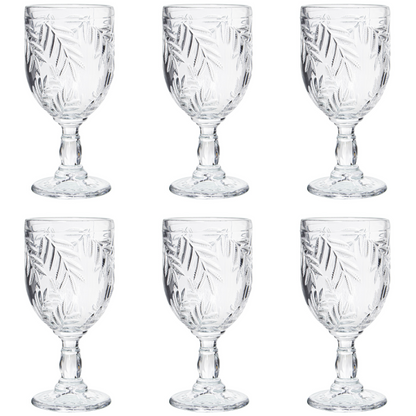 Set de 6 copas de cristal relieve hojas 270 ml Martín