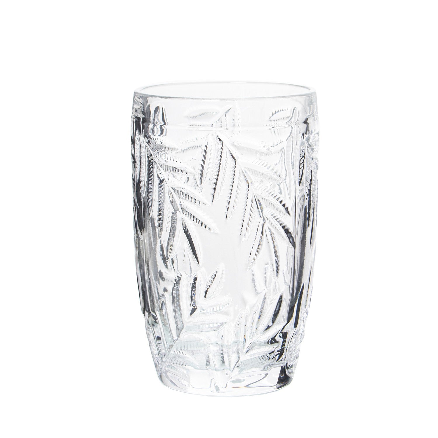 Set de 6 vasos altos de cristal relieve hojas 400 ml Martín