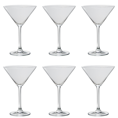 Set of 6 Bohemian Crystal Martini Glasses 210 ml Mario