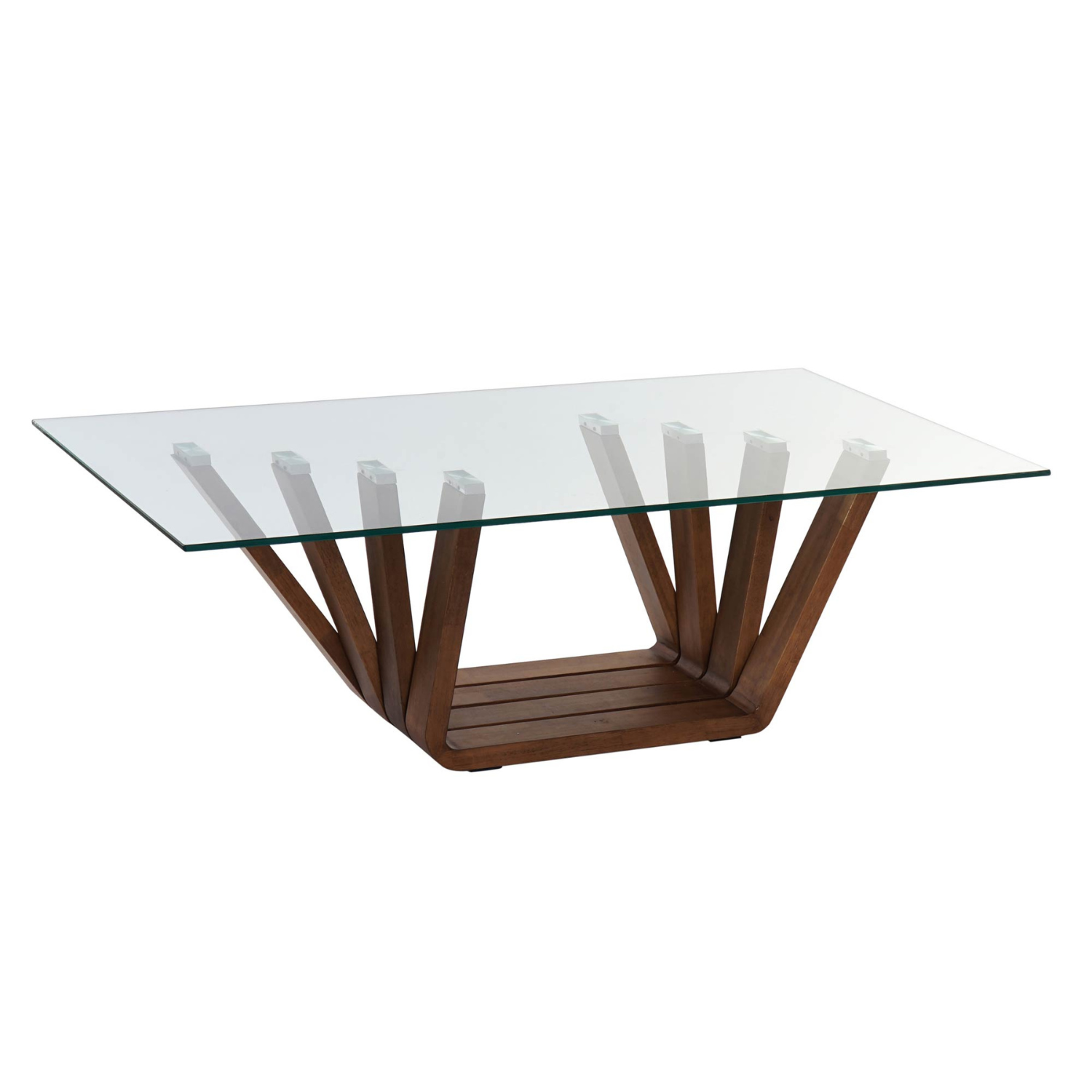 Esta mesa de centro de diseño contemporáneo combina a la perfección la calidez de la madera de nogal con la transparencia y ligereza del cristal. Su estructura de nogal, con un diseño de líneas curvas y entrelazadas, aporta un toque de originalidad y dinamismo a tu salón. El tablero de cristal templado de 10 mm de grosor ofrece una superficie resistente y fácil de limpiar, ideal para colocar objetos decorativos, libros o disfrutar de una taza de café. Perfecta para salones o salas de estar, esta mesa de cen