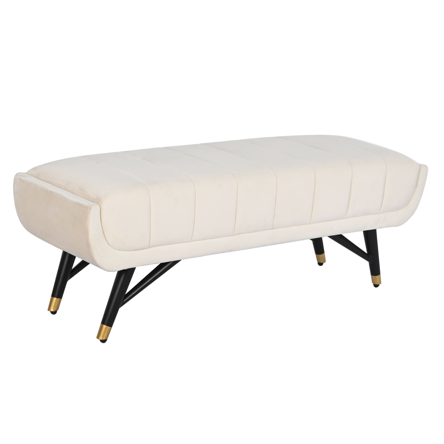 Esta descalzadora tapizada en terciopelo crema aportará un toque de elegancia y confort a tu dormitorio. Su diseño atemporal, con líneas curvas y patas de metal con detalles dorados, combina a la perfección con cualquier estilo decorativo. Su acolchado suave y mullido invita a relajarse y descansar los pies al final del día. Además, su tamaño compacto (120x40x42 cm) la hace perfecta para colocarla al pie de la cama o en cualquier rincón de la habitación.