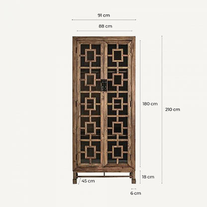 Vitrina Madera de Pino Reciclada 90 x 45 x 210 cm