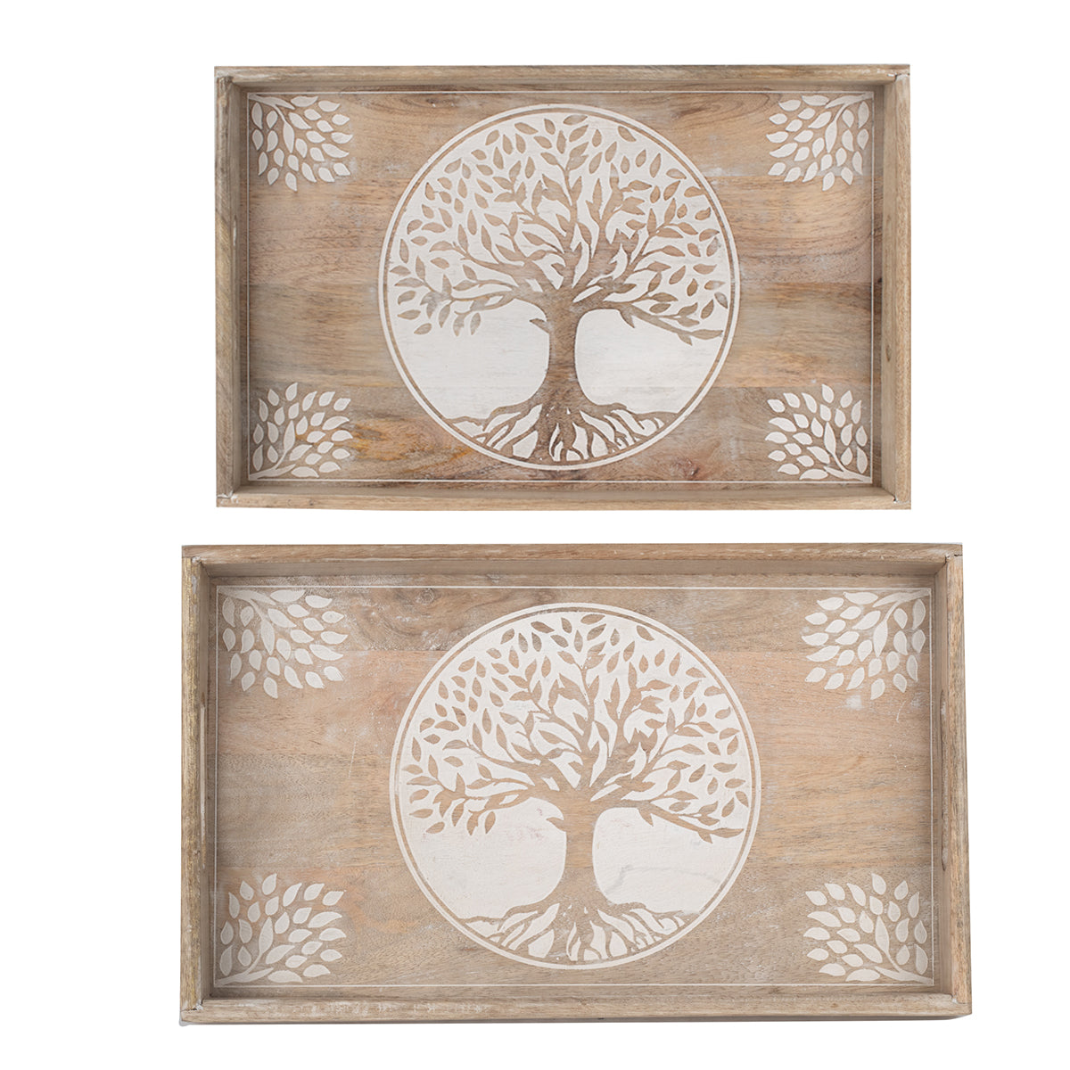 Set de 2 bandejas de madera 43x27x5,5 cm Árbol de la vida Darrell