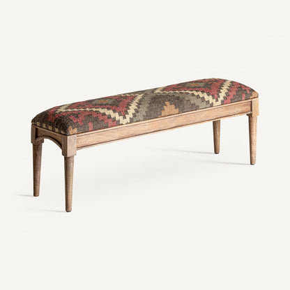 Banco de Madera de Mango con Asiento de Yute 130 x 40 x 46 cm