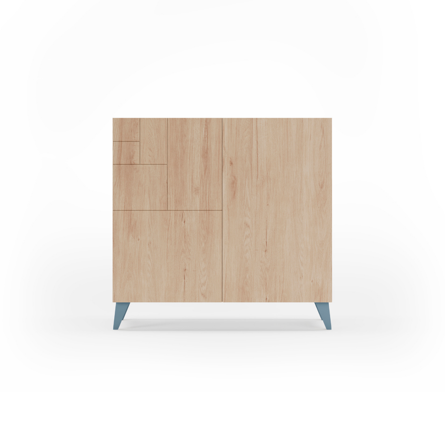 Zapatero multifunción melamina 90x27x87 cm Roble | Patas en varios colores