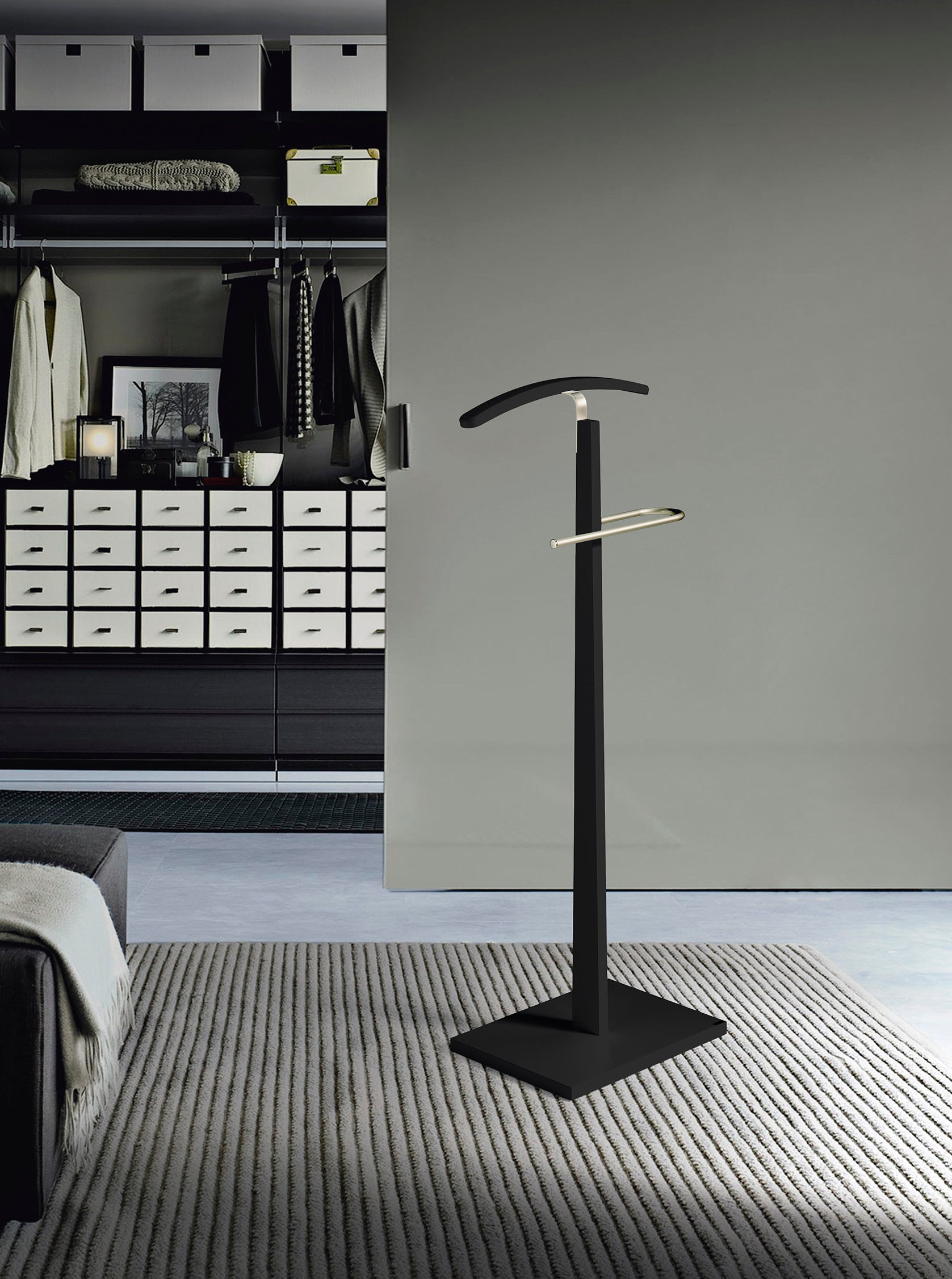 galan de noche de madera y metal perchero organizador de ropa soporte para trajes y camisas galan de noche resistente perchero moderno para dormitorio mueble elegante para vestidor galán de noche funcional