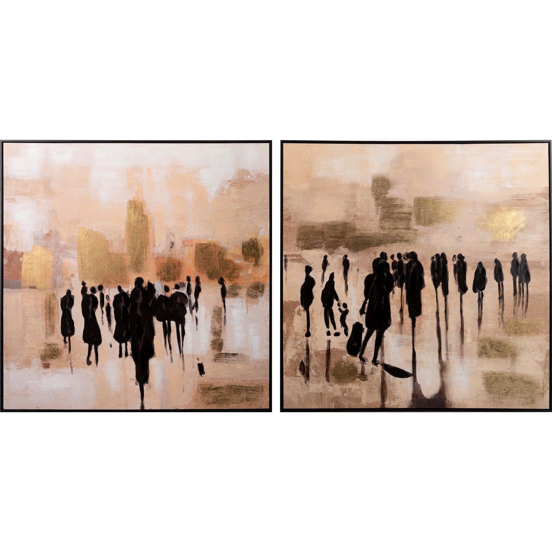 Set de 2 Cuadros Paseo por la Ciudad 100x100 cm