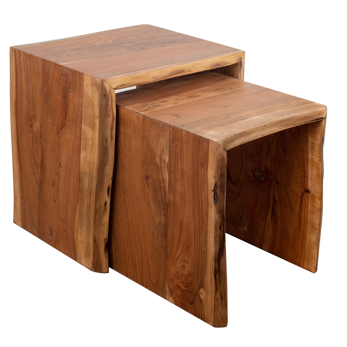 Conjunto de 2 taburetes de madera de acacia 50x39x50 cm Dabney