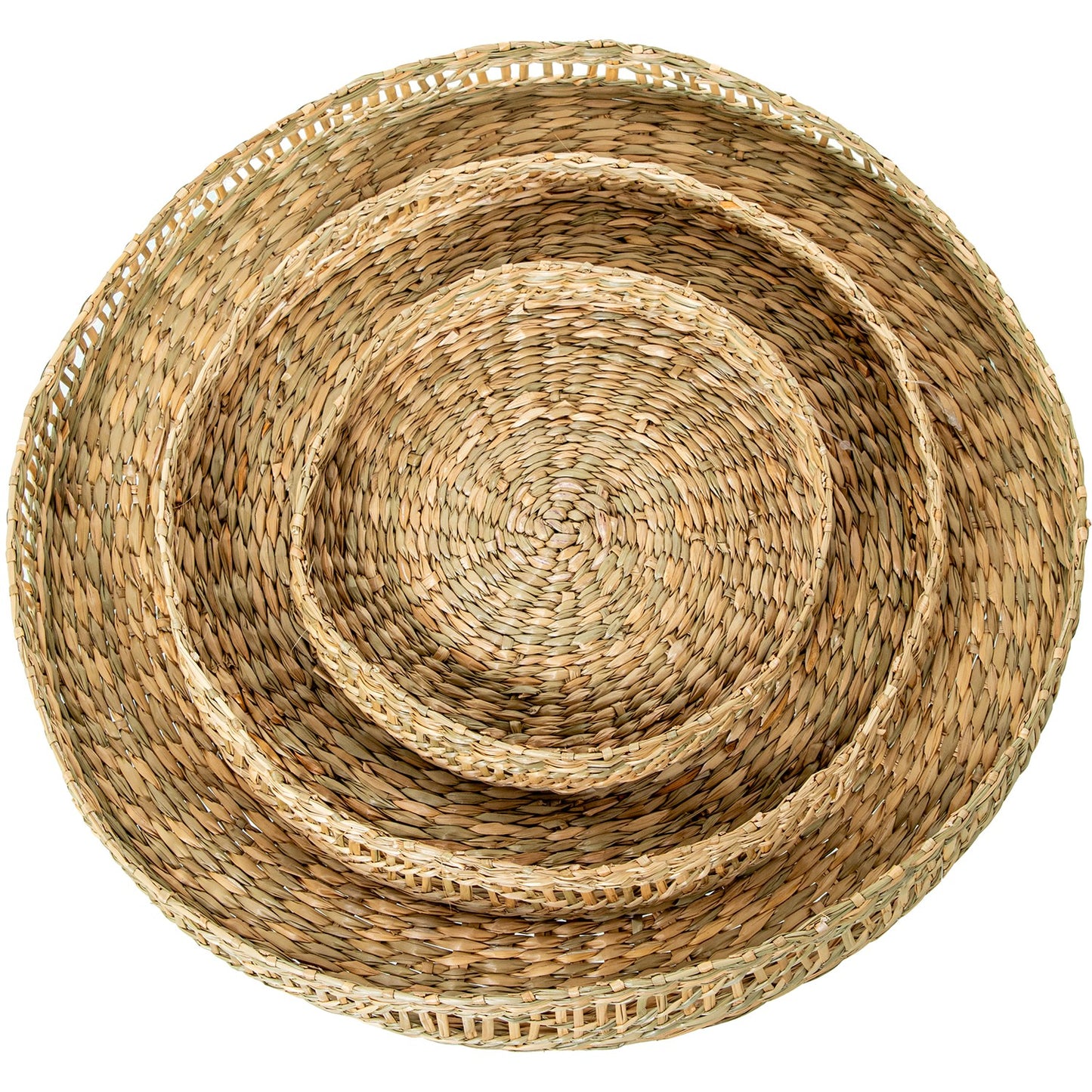 Set of 3 round sea grass trays 40x3 cm Martín