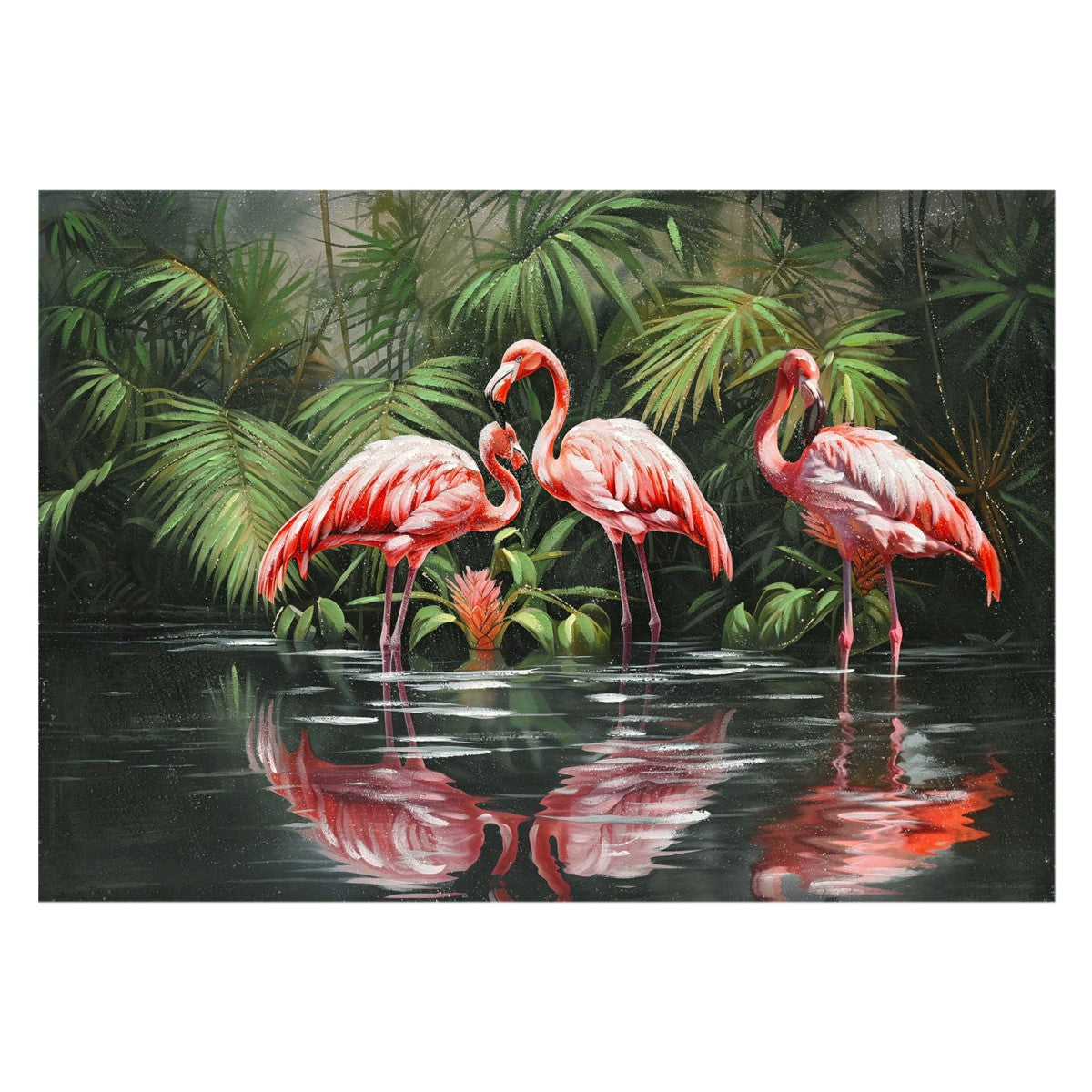 Cuadro de flamencos con pintura colorida. Estilo tropical. ¡Añade un toque de alegría y exotismo a tu decoración!