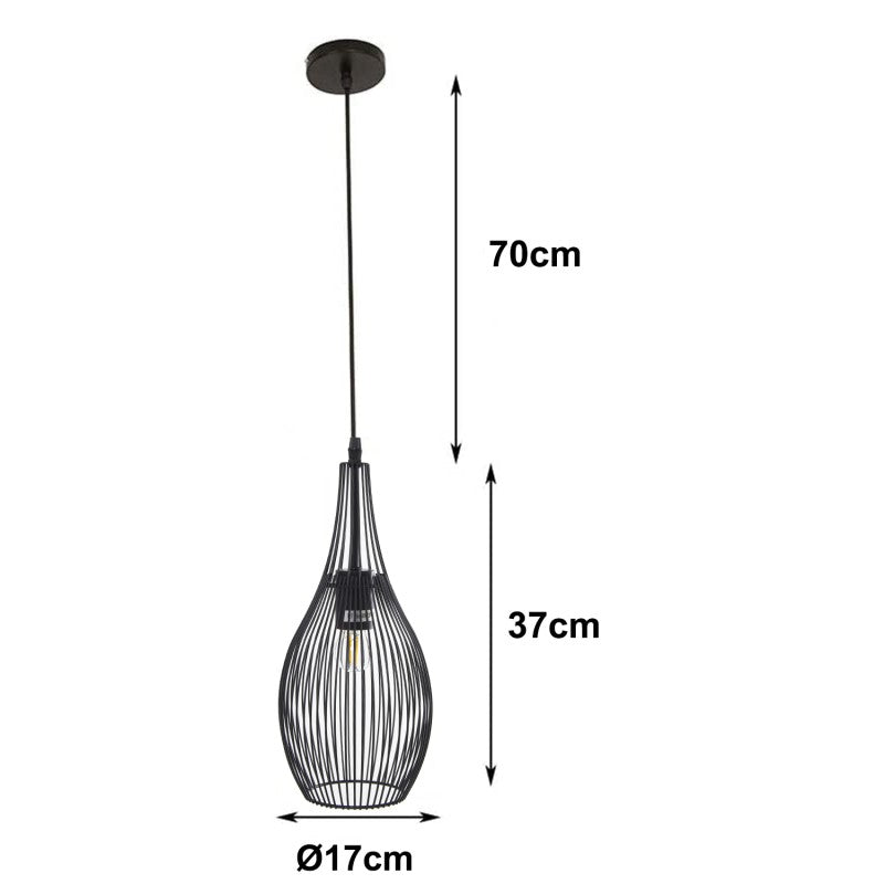 Lámpara de Techo Metal Negra Ø17x37cm