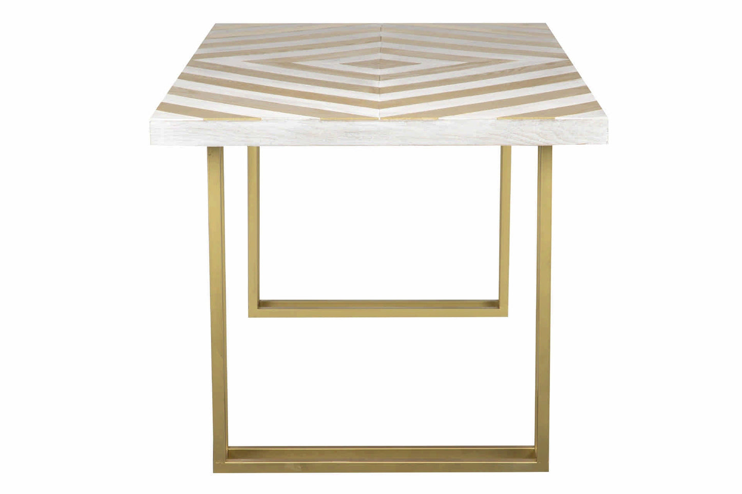 Mesa comedor madera metal blanco dorado 180x90x77 cm