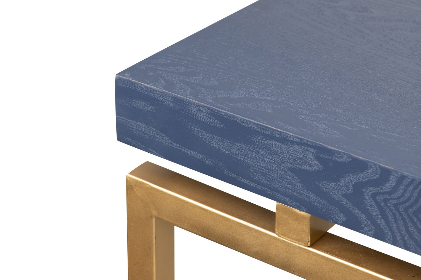 Mesa comedor madera-metal azul-dorado 180x90x80 cm