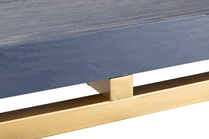 Mesa comedor madera-metal azul-dorado 180x90x80 cm