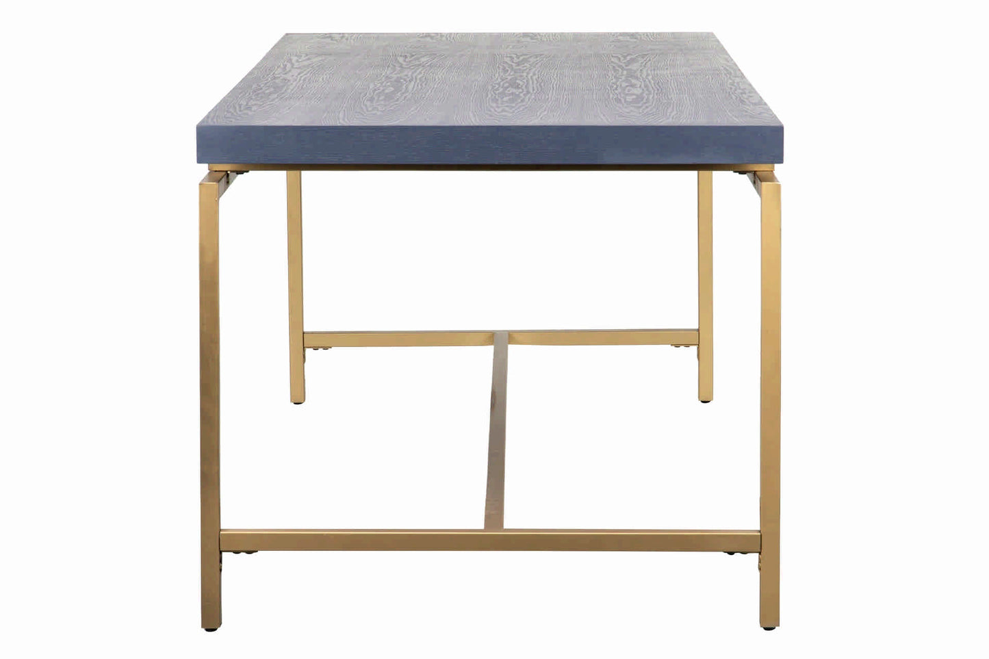 Mesa comedor madera-metal azul-dorado 180x90x80 cm