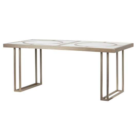 Mesa comedor madera-metal champagne 180x90x77 cm