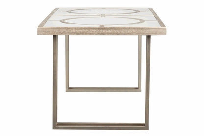 Mesa comedor madera-metal champagne 180x90x77 cm