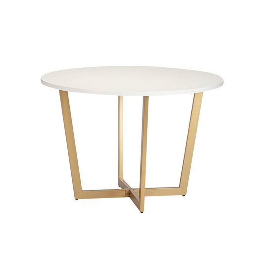 Mesa comedor mdf metal blanca dorada 110x110x75cm