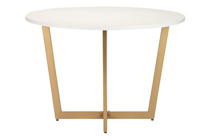 Mesa comedor mdf metal blanca dorada 110x110x75cm