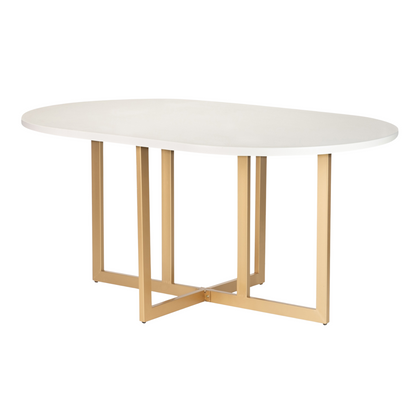 Mesa comedor mdf metal blanca dorada 160x100x75 cm