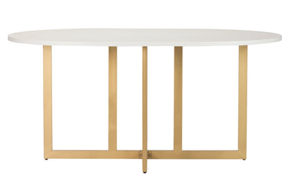 Mesa comedor mdf metal blanca dorada 160x100x75 cm