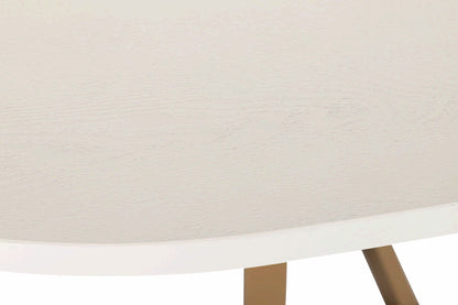 Mesa comedor mdf metal blanca dorada 160x100x75 cm