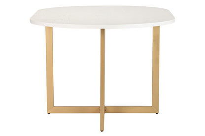 Mesa comedor mdf metal blanca dorada 160x100x75 cm