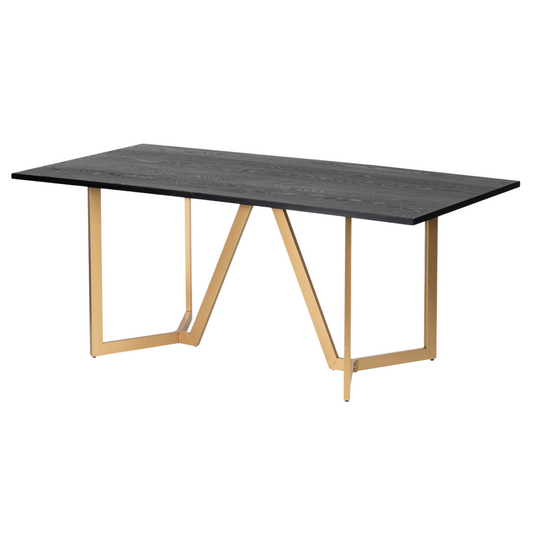 Mesa comedor mdf metal negra dorada 180x90x75 cm